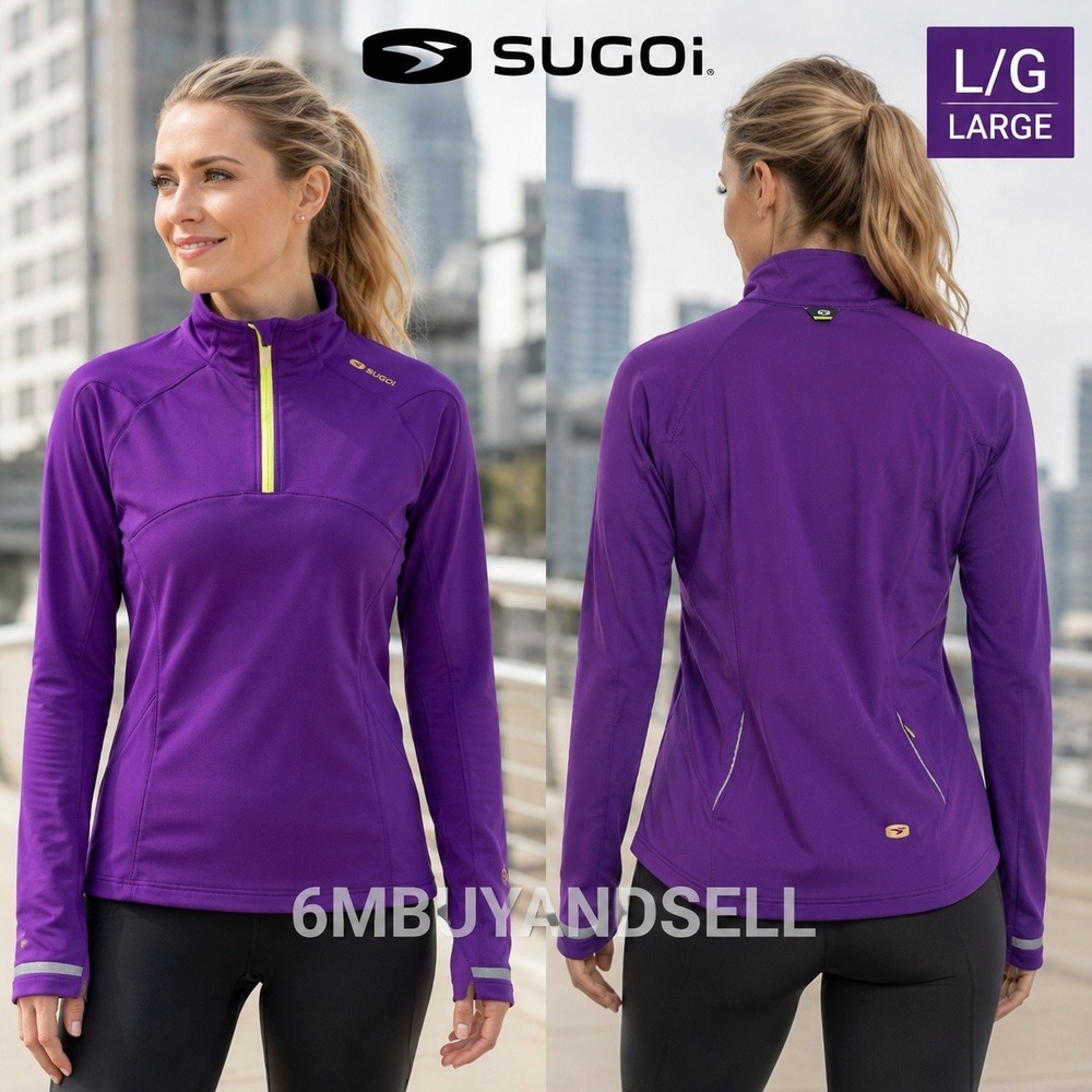 Sugoi‎ MidZero Zip Womens Purple Fleece Running Cycling Pullover Large 64008F